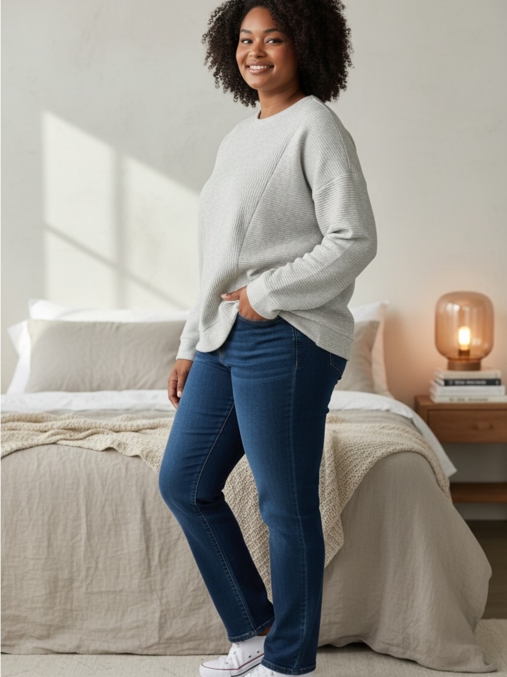Liz Claiborne Light Gray Crewneck Sweater